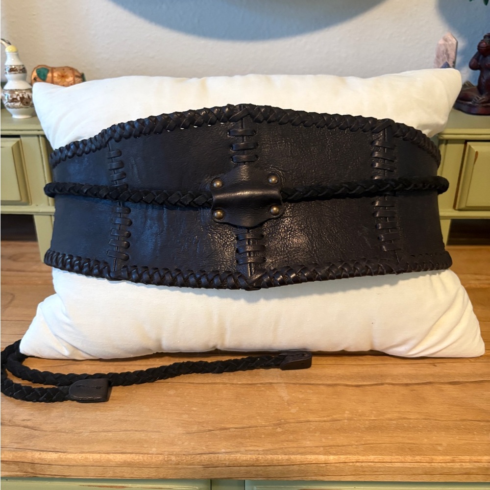 Free People Black Braided Leather Belt